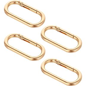 4 Pcs Spring O Ring Clip Oval Shape Snap Clip Gold Key Rings Purse Strap Extender Clip Gold Metal Spring Key Ring Keychain Alloy Round Buckle for Keys Bag Handbag Crafts