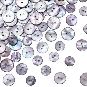 Pearl Button 45pcs, Gray Genuine Mother of Pearl Shell Buttons Set for Sewing Clothes Blazer Suits Shirts- 15mm/18mm/20mm 2 Holes