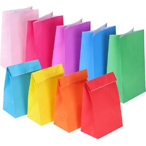 TOMNK 36pcs Paper Party Favor Bags, 9 Colors Small Gift Bags, 9.2 x 5.2 x 3.2, Wrapped Mini Goodie for Birthdays, Baby Showers, Crafts and Activities, May Day, Wedding (Assorted Colors)