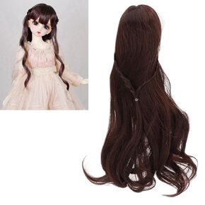 Doll Wig Long, Curly Style Doll Hair Wig, 8 to 9in Head Circumference BJD Doll Hair Wig, for 1/3 BJD Doll Dark Brown