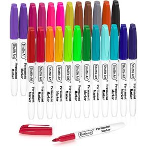 Shuttle Art 60 Colors Permanent Markers, Fine Point, Assorted Colors, Works on Plastic,Wood,Stone,Metal and Glass for Doodling, Coloring, Marking