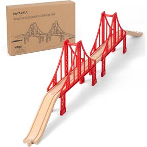 Wooden Train Track Accessories Train Railway Accessories Double Suspension Train Bridge Toy Train Set for Toddlers 3-5 Train Tracks Compatible with All Leading Brands