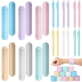 Gemscream 12 Sets Nurse Silicone Bracelet and Ballpoint Pen to Do List Slap Silicone Reminder Bracelet Reusable Wearable Wrist Waterproof for Work Wrist Strap(Fresh Color)