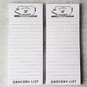 Bon Appetit Pig Refrigerator Notepads Grocery List - SET of TWO PADS