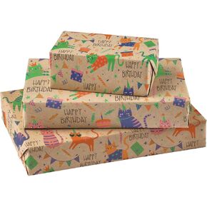 RUSPEPA Dog Kraft Wrapping Paper Roll, Mini Roll, Happy Birthday Dogs Design Great for Kids, Boys Birthday Party and More, 17 Inches X 16.5 Feet