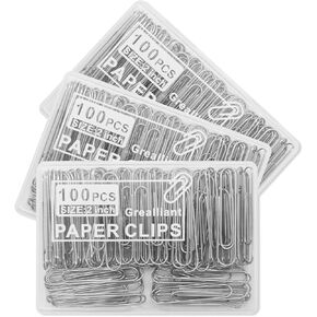 300 PCS Paper Clips, Jumbo Paper Clips for Paperwork, 3 Boxes of 100 PCS Each, Sturdy and Upgraded Plastic Boxes Well Packed, portable to Use in Office, School and Home, Large
