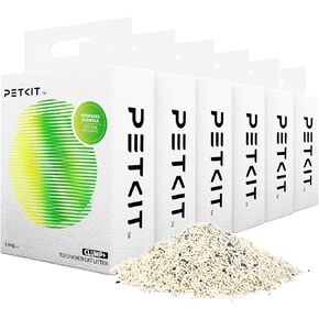 PETKIT Upgraded Clump+ Tofu Mixed Cat Litter, Water Flushable,Ultra Absorbent and Fast Drying, 100% Natural Ingredients Rapid Clumping Bentonite Litter, Dust-Free Low Tracking (5.2lb×3bags)
