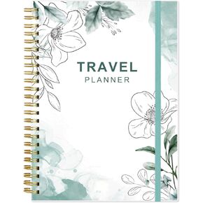 Travel Journal for Women & Men, Vacation & Road Trip Planner Organizer, Travel Notebook for 6 Trips, Trip Planner Gift to Record Memories and Adventures from Special Trips, 5.8" x 8.5", Rose Leaf
