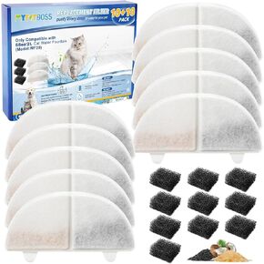 WF20/CF20 Cat Water Fountain Filter Replacement for Wireless Pumps Pet Water Fountain, 6 Pack Pet Fountain Filter Replacement with 6 Pack Water Pump Filter