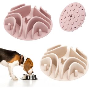 2 Pcs Slow Feeder Pet Bowls Insert，Soft Silicone Anti-Choking Slow Feeder Dog Bowl Insert with Strong Suction Cups, Slow Feeder for Most Dogs Bowl or Dogs Dish (Green+Pink)