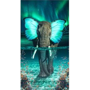 JATOK 5D Diamond Painting Kits for Adults (27.56 x 15.7 inch) DIY Large Elephant Full Round Drill Cross Stitch Embroidery Pictures Arts Paint by Number Kits Diamond Painting Kits for Home Wall Decor
