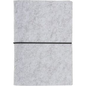 PATIKIL A6 Notebook Binder, 6 Ring Felt Loose Leaf Binder Cover Refillable Round Ring Binder with Elastic Cord for Filler Paper Budget Binder Journal Diary Accessories, Light Gray