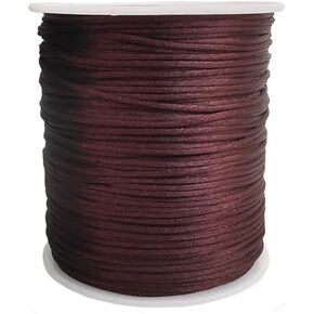 Tilengy 1.5 mm x 110 Yards Nylon Satin Cord Beading Braided Thread String for Chinese Knotting Rattail Macrame Pendant Friendship Bracelets Necklaces Jewelry Making (Brown)