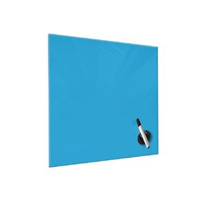 Glass Dry Erase Board, Blue Surface Frameless Magnetic Glass Board 16" x 16" for in Office, Home, School with Marker, Marker Tray, Eraser by Fab Glass & Mirror