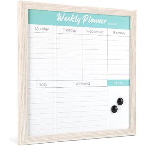 Schliersee Weekly Work Planner Calendar Dry Erase Whiteboard for Wall, 13x13 inch Magnetic Dry Erase Board, Hanging White Board, Portable Marker Board for Home, Kitchen, Memo, Office, Home, School