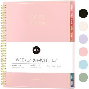 Forvencer Planner 2025, Weekly and Monthly Calendar Planner (January 2025 - December 2025), 8.5" x 11", Spiral Agenda Planner Book with Tabs, Daily Organizer for School Office Home, A4, Purple