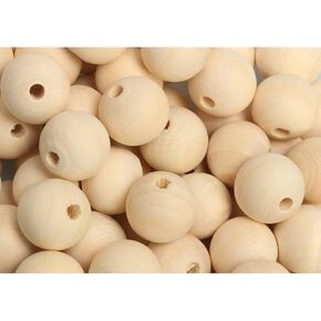 3/4"Wooden Round Beads 100pcs Unfinished Natural Loose Beads Spacer Beading Supplies Jewelry Findings Charms