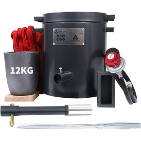 TOAUTO 12KG Large Capacity Propane Melting Furnace TMF12000-V2 Gas Kiln Foundry Kit,Up to 2600°F/1425°C, 0-30 PSI, Scrap Metal Recycle Gold Silver Copper Aluminum