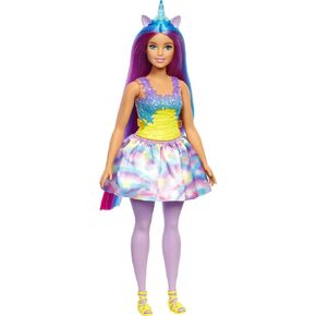 Barbie Dreamtopia Unicorn Fashion Doll with Blue & Purple Hair Wearing Removable Skirt & Accessories Including Themed Headband & Tail