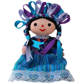 ALKIMIA INC Mexican Handmade Traditional Maria Lele Rag Doll - 7 inches - Blue