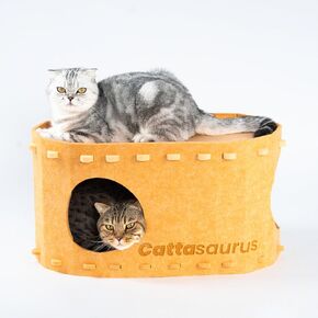 Cattasaurus Peekaboo Bunk Bed for Multiple & Large Cats Up to 26 Lbs, Scratch Detachable & Washable Bunk Bed, Cat Beds for Indoor Cats, Foldable Cat Hideaway (Dark Gray, Large)