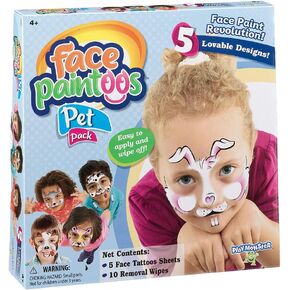 PlayMonster Temporary Tattoos Face Paintoos -- Pet Pack -- Face Design for a Face Paint Alternative For Kids Ages 4+, Brown/a