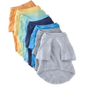 Multipack 100% Organic Cotton Dog Short Sleeve T-Shirt Pet Tees for All Breeds, Rainbow Blues, Small in Kuwait