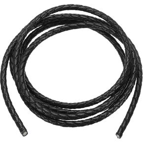 PATIKIL Round Braided Leather Cord, 5mm Round Braided Leather Cord Rope Folded for Crafts Jewelry Making Necklace Bracelets, Brown (1.1 Yards)