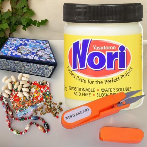 Nori Paste 10 Oz ، Glue التقليدية اليابانية للحرف اليابانية ، حزمة مع مقص تطريز ، غراء الفن للورق ، النسيج والمواد التي يسهل اختراقها ، خالية من الأحماض ، تطبيق سهلة [حزمة 4] in Kuwait