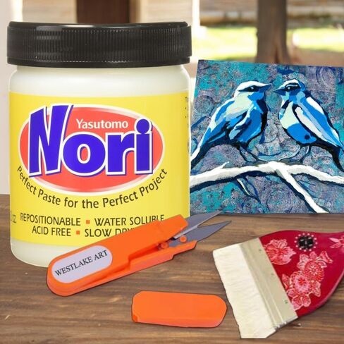 Nori Paste 10 Oz ، Glue التقليدية اليابانية للحرف اليابانية ، حزمة مع مقص تطريز ، غراء الفن للورق ، النسيج والمواد التي يسهل اختراقها ، خالية من الأحماض ، تطبيق سهلة [حزمة 4] in Kuwait