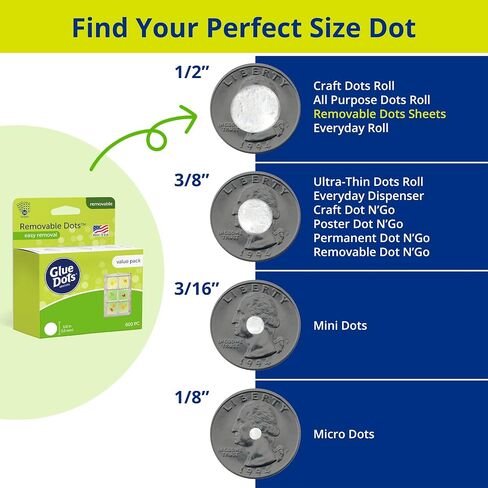 Glue Dots, Removable Dots, Double-Sided, 1/2", .5 Inch, 200 Dots, DIY Craft Glue Tape, Sticky Adhesive Glue Points, Liquid Hot Glue Alternative, Clear in Saudi Arabia