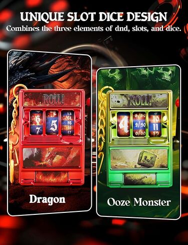 DND Dice Set, Mini Slot Machine Dice for Dungeons and Dragons Role Playing Game, Unique Plastic Dice Suitable for DND Player (Dragon and Cthulhu) in Saudi Arabia