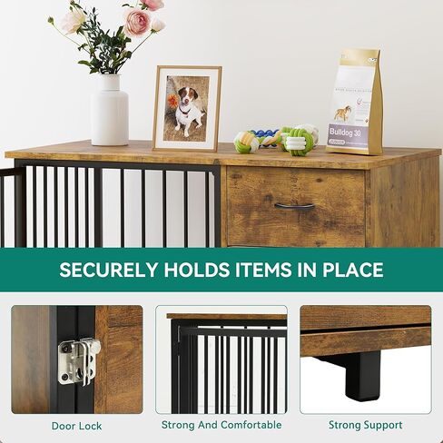 Yitahome خشبي الكلب الأثاث قفص الأثاث مع مغذيات الكلاب الخفية ، 46 "الأنيقة الكلب الكلب الأثاث الطاولة in Kuwait