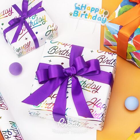 Ribbli Mermaid Scale Scallop Birthday Wrapping Paper 3 Rolls Pink and Lavender Purple Mermaid Wrapping Paper for Girls- Mini Roll 17 inch x 120 inch(10feet) Per Roll in Saudi Arabia