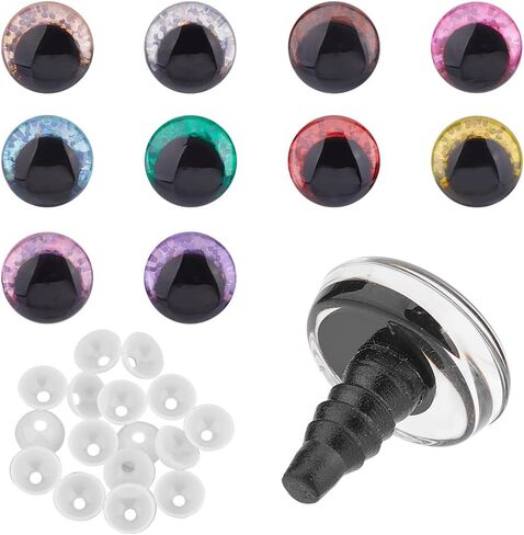 SUPERFINDINGS 40 Sets 10 Colors 18mm 3D Glitter Safety Eyes Round Craft Crochet Eyes with Washers Stuffed Animal Eyes for DIY of Puppet Bear Plush Animal Christmas Decoration in Saudi Arabia