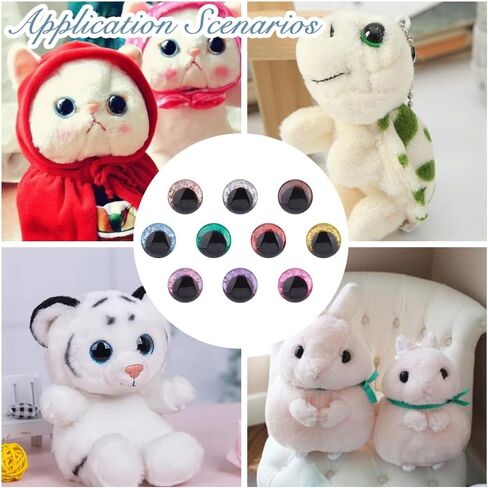 SUPERFINDINGS 40 Sets 10 Colors 18mm 3D Glitter Safety Eyes Round Craft Crochet Eyes with Washers Stuffed Animal Eyes for DIY of Puppet Bear Plush Animal Christmas Decoration in Saudi Arabia