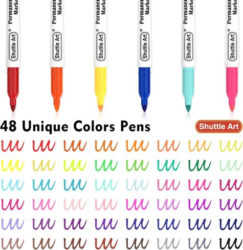 Shuttle Art 60 Colors Permanent Markers, Fine Point, Assorted Colors, Works on Plastic,Wood,Stone,Metal and Glass for Doodling, Coloring, Marking in Kuwait