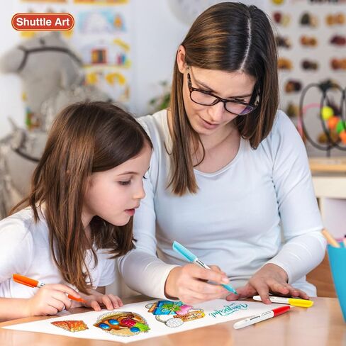 Shuttle Art 60 Colors Permanent Markers, Fine Point, Assorted Colors, Works on Plastic,Wood,Stone,Metal and Glass for Doodling, Coloring, Marking in Kuwait