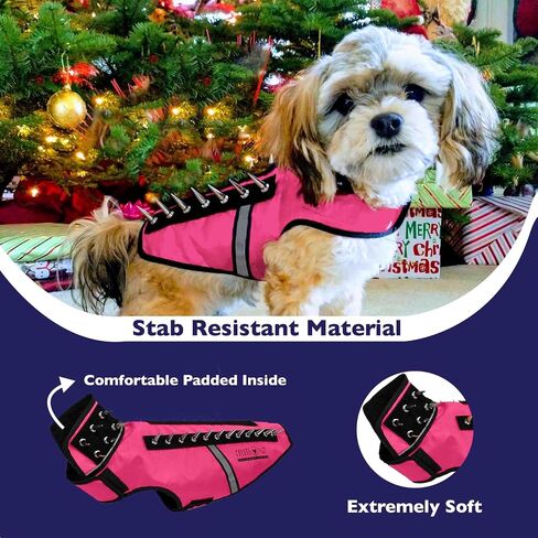 CoyoteVest SpikeVest Dog Harness Vest for Small Dogs, Reflective Dog Vest with Spikes to Shield Your pet from Coyotes, Raptor and Animal Attacks, Anti Hawk Vest, Made in USA (S-Pink) in Kuwait