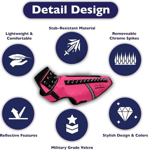 CoyoteVest SpikeVest Dog Harness Vest for Small Dogs, Reflective Dog Vest with Spikes to Shield Your pet from Coyotes, Raptor and Animal Attacks, Anti Hawk Vest, Made in USA (S-Pink) in Kuwait