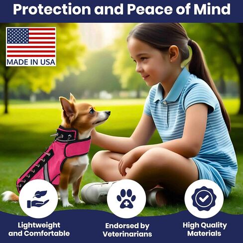 CoyoteVest SpikeVest Dog Harness Vest for Small Dogs, Reflective Dog Vest with Spikes to Shield Your pet from Coyotes, Raptor and Animal Attacks, Anti Hawk Vest, Made in USA (S-Pink) in Kuwait