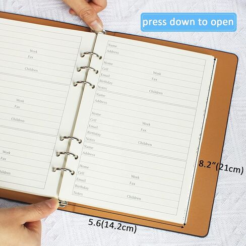 Refillable Address Book with Alphabetical Tabs, 600 Entry Spaces Large Print Contact Address/Phone Books, PU Leather Hardcover A5 6 Ring Address Book Binder for Senior Home Office in Saudi Arabia