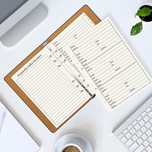 Refillable Address Book with Alphabetical Tabs, 600 Entry Spaces Large Print Contact Address/Phone Books, PU Leather Hardcover A5 6 Ring Address Book Binder for Senior Home Office in Saudi Arabia