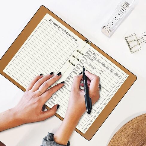 Refillable Address Book with Alphabetical Tabs, 600 Entry Spaces Large Print Contact Address/Phone Books, PU Leather Hardcover A5 6 Ring Address Book Binder for Senior Home Office in Saudi Arabia