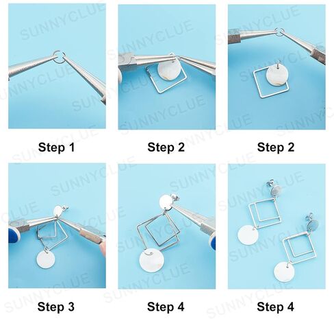 SUNNYCLUE 1 Box DIY 10 Pairs Geometric Hollow Earring Making Starter Kit Shell Ring Round Square Star Triangle Charm Connector Earring Stud Hooks Jewelry Making Supplies Craft Silver, Instruction in Saudi Arabia