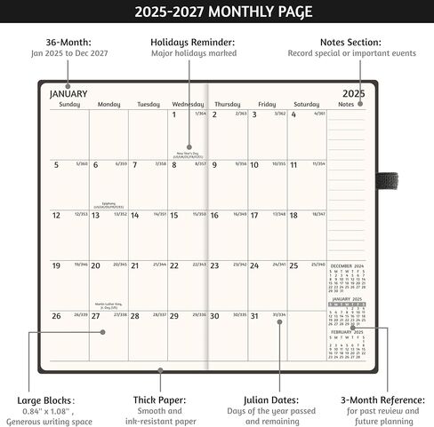 2026-2028 Pocket Monthly Planner, 3 Year Calendar 2026-2028, 6.2’’ x 3.6’’, Small Calendar 2026, 36 Months from Jan 2026 - Dec 2028, Hardcover, Back Pocket, Thick Paper, Lightweight to carry, Black in Saudi Arabia