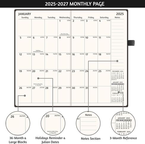 2026-2028 Pocket Monthly Planner, 3 Year Calendar 2026-2028, 6.2’’ x 3.6’’, Small Calendar 2026, 36 Months from Jan 2026 - Dec 2028, Hardcover, Back Pocket, Thick Paper, Lightweight to carry, Black in Saudi Arabia