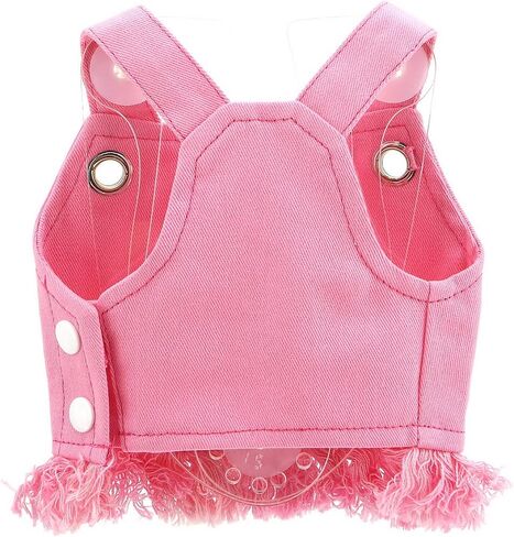 Denim Dog Harness Vest for Small Dogs Puppy Clothes Cat Vest Harness and Leash Set Spring Summer Pet Shirt with D-Ring Sleeveless Doggie Strap Cute Chihuahua Fringe Outfits,Pink,XXL in Saudi Arabia