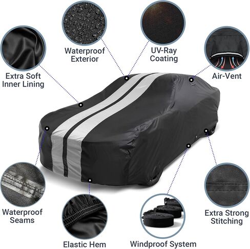 iCarCover غطاء سيارة ممتاز لعام 2013-2019 BMW 3-Series سيدان مقاوم للماء في جميع الأحوال الجوية والمطر والثلج والأشعة فوق البنفسجية وواقي الشمس للسيارات، وإكسسوارات السيارات، غطاء سيارة خارجي كامل داخلي وخارجي in Kuwait