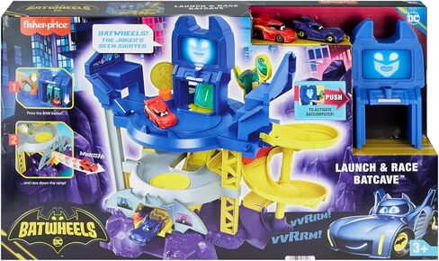 Fisher-Price DC Batwheels Toy Car Race Track Playset, Launch & Race Batcave with Lights & Sounds, Bam The Batmobile & Redbird Vehicles, Ages 3+ Years in Saudi Arabia